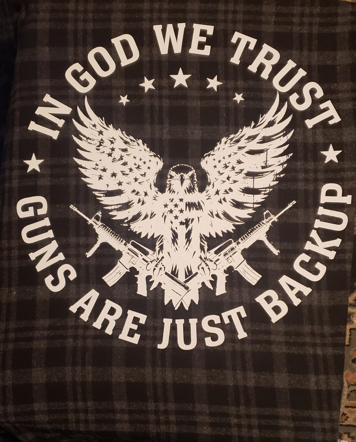 In God We Trust Printed Flannel Shirt