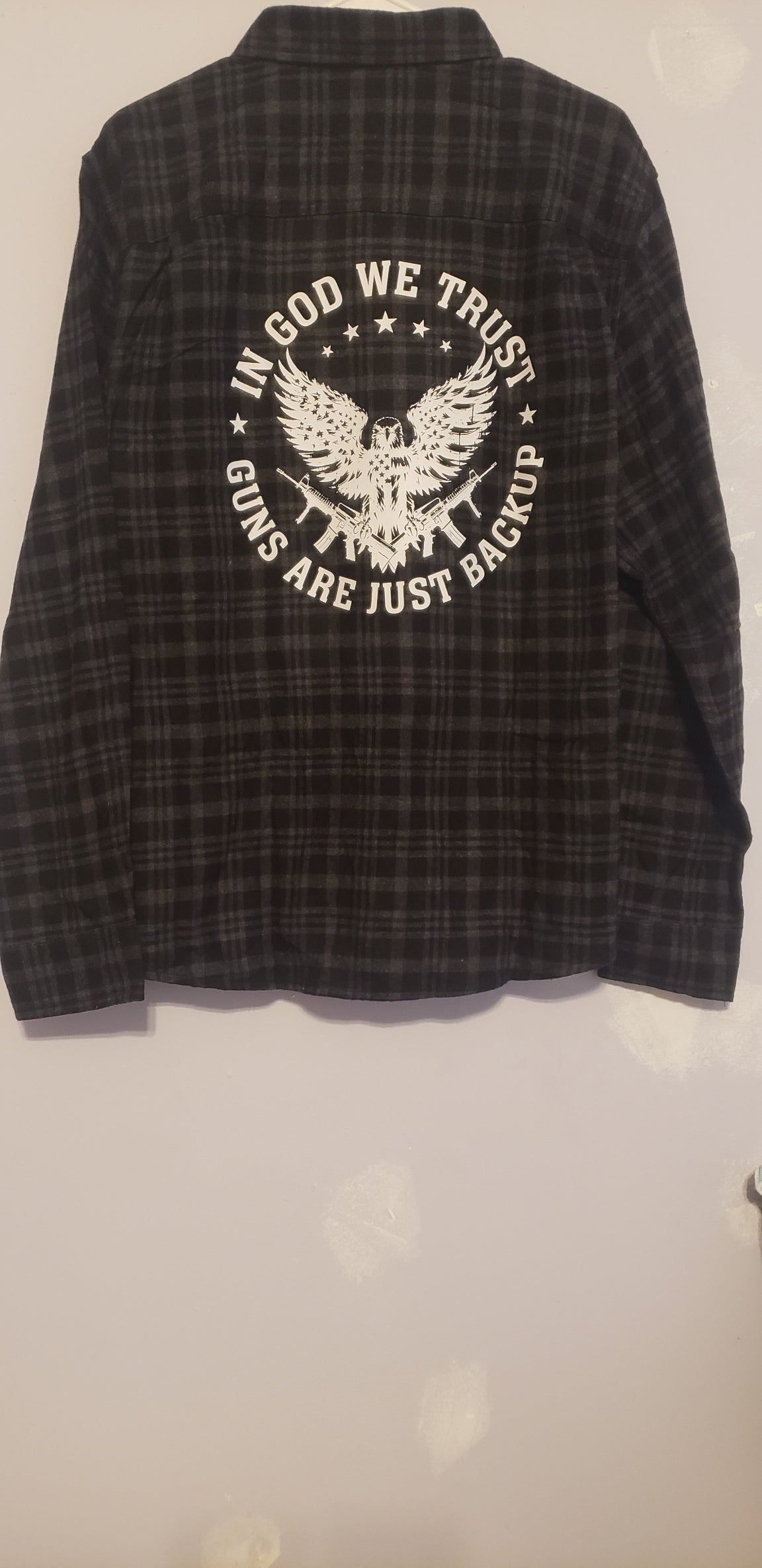 In God We Trust Printed Flannel Shirt