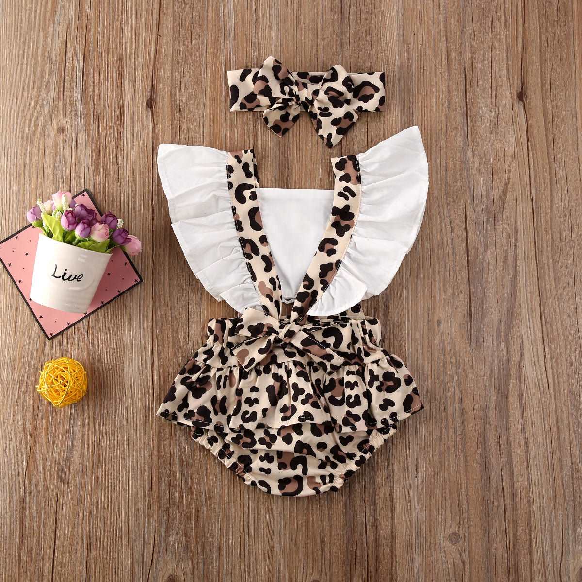 Children's Leopard Print Romper W/Headband - fittedfortheoccasion