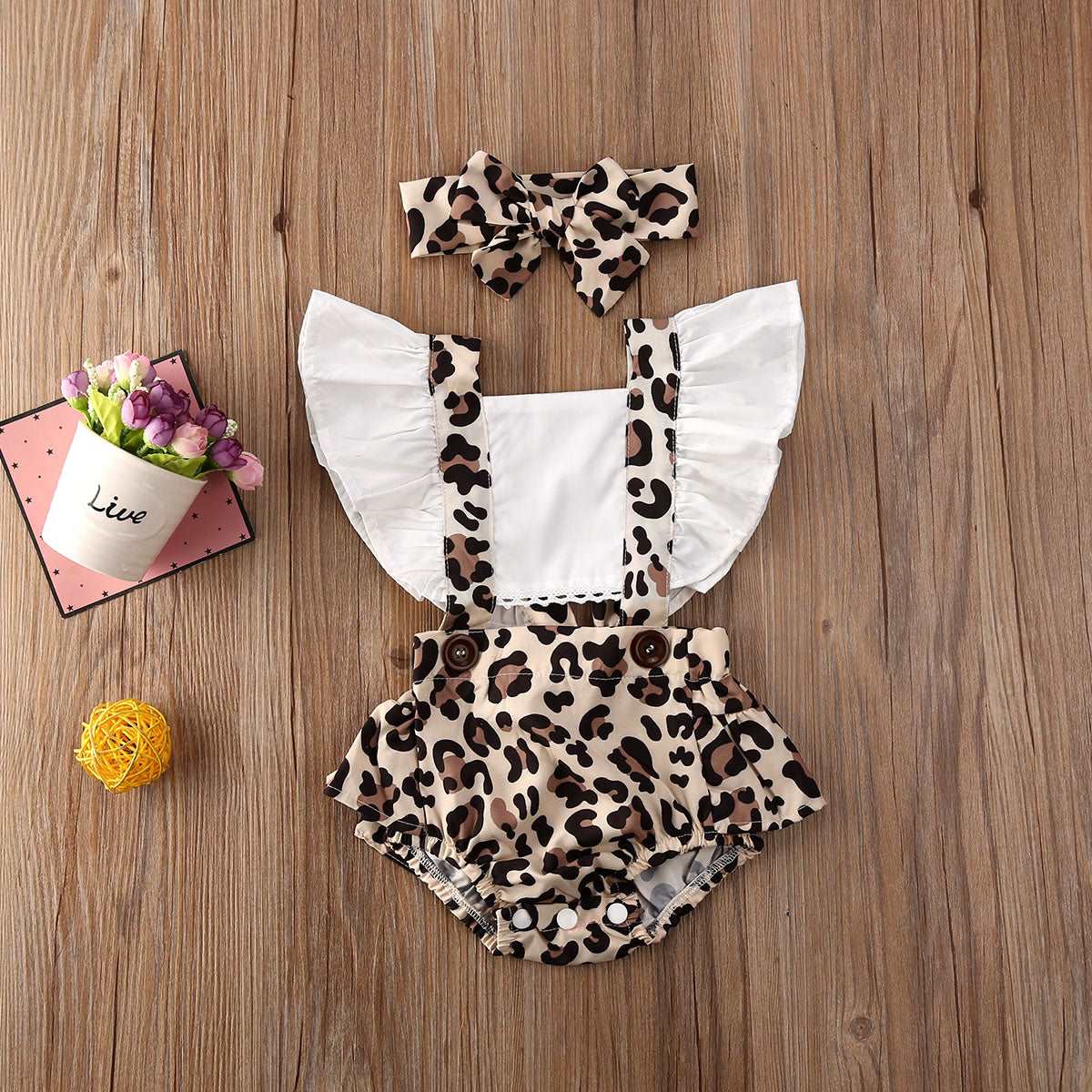 Children's Leopard Print Romper W/Headband - fittedfortheoccasion