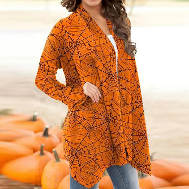Women's Halloween Print Long Sleeve Cardigan