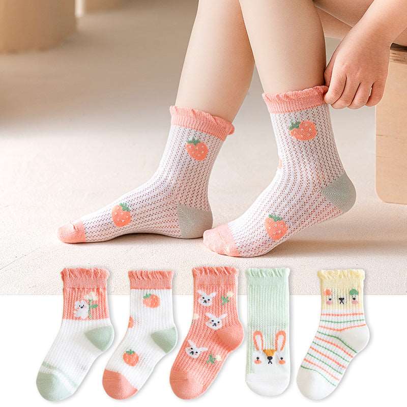 Children's Cotton Summer Socks-Thin-5Pairs