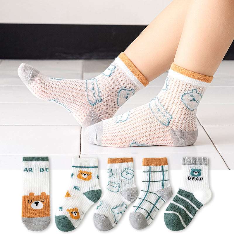 Children's Cotton Summer Socks-Thin-5Pairs