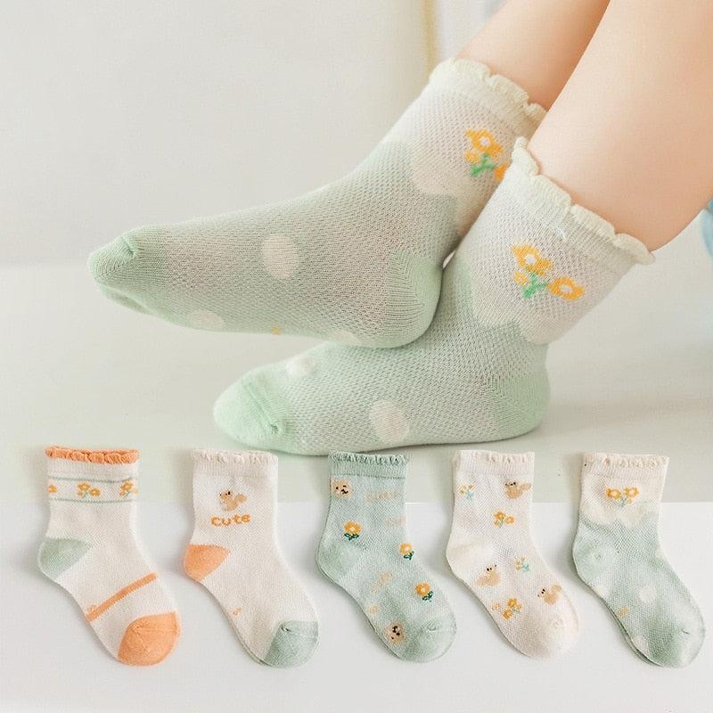 Children's Cotton Summer Socks-Thin-5Pairs