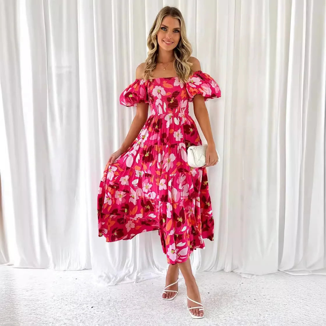Women's Off Shoulder Puffy Sleeve Dress