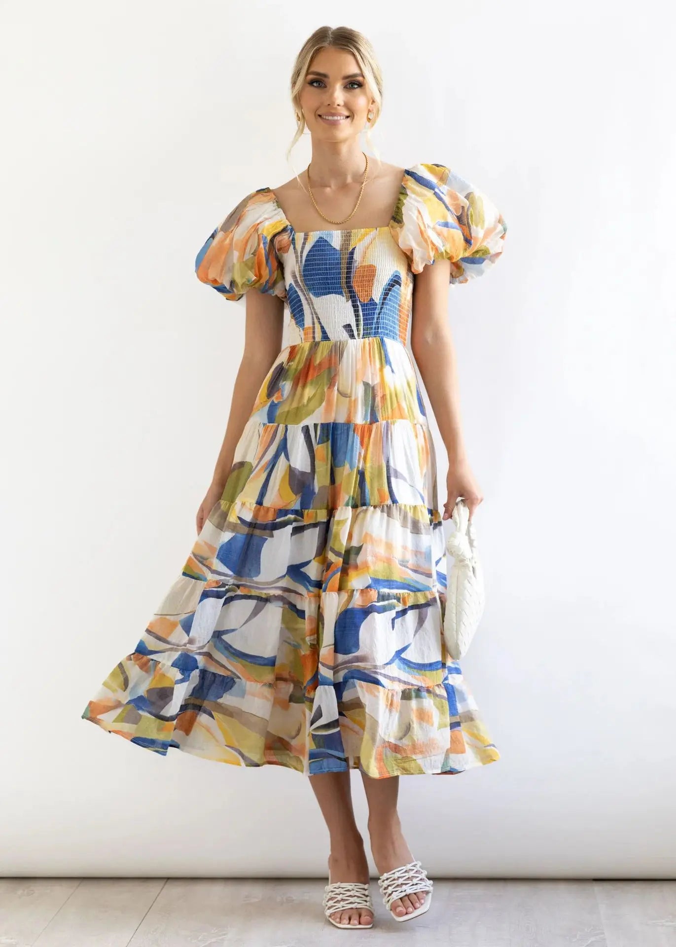 Women's Off Shoulder Puffy Sleeve Dress