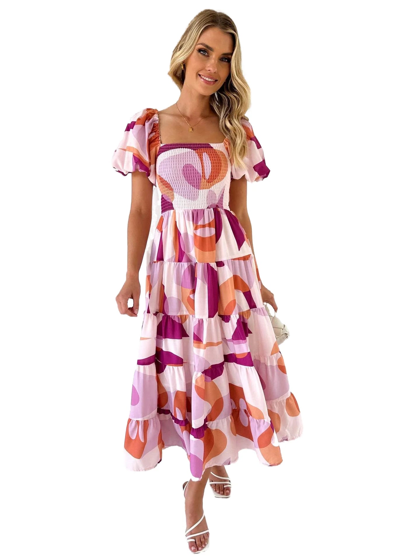 Women's Off Shoulder Puffy Sleeve Dress