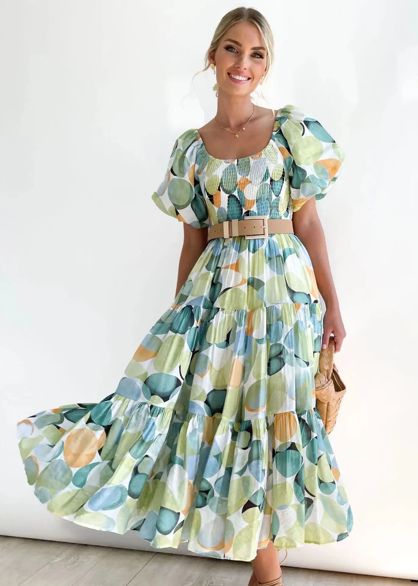 Women's Off Shoulder Puffy Sleeve Dress