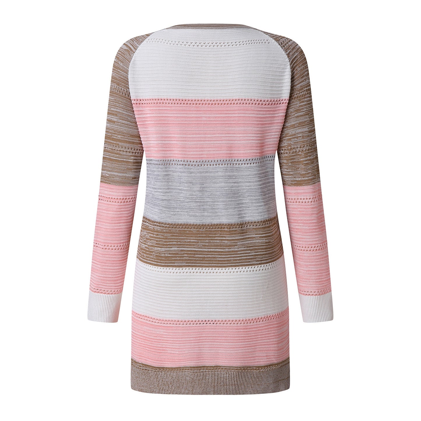 Women's Cardigan Sweater-Long Sleeve-Striped - fittedfortheoccasion