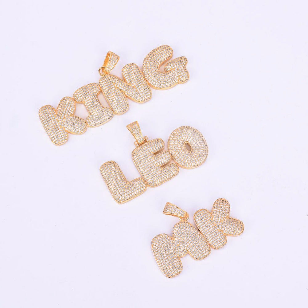 Women's Bubble Letter Custom Name- Personalized Pendants - fittedfortheoccasion
