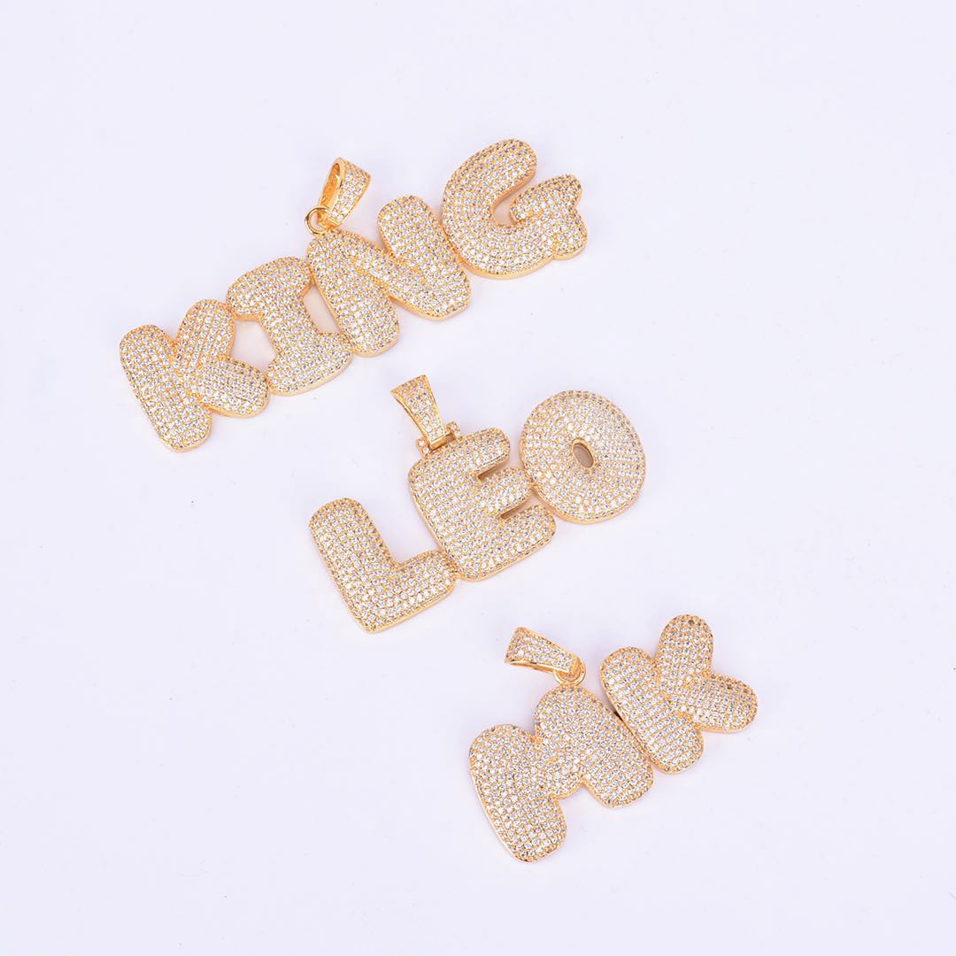 Women's Bubble Letter Custom Name- Personalized Pendants - fittedfortheoccasion