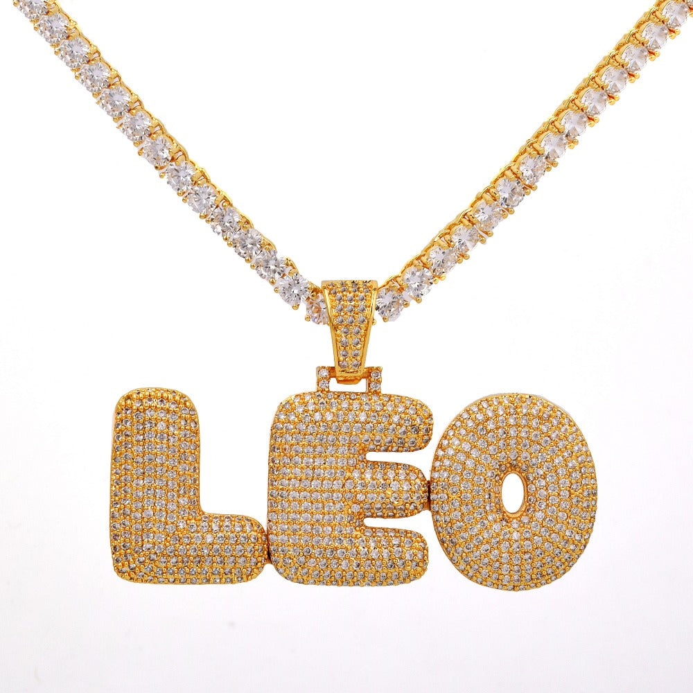 Women's Bubble Letter Custom Name- Personalized Pendants - fittedfortheoccasion