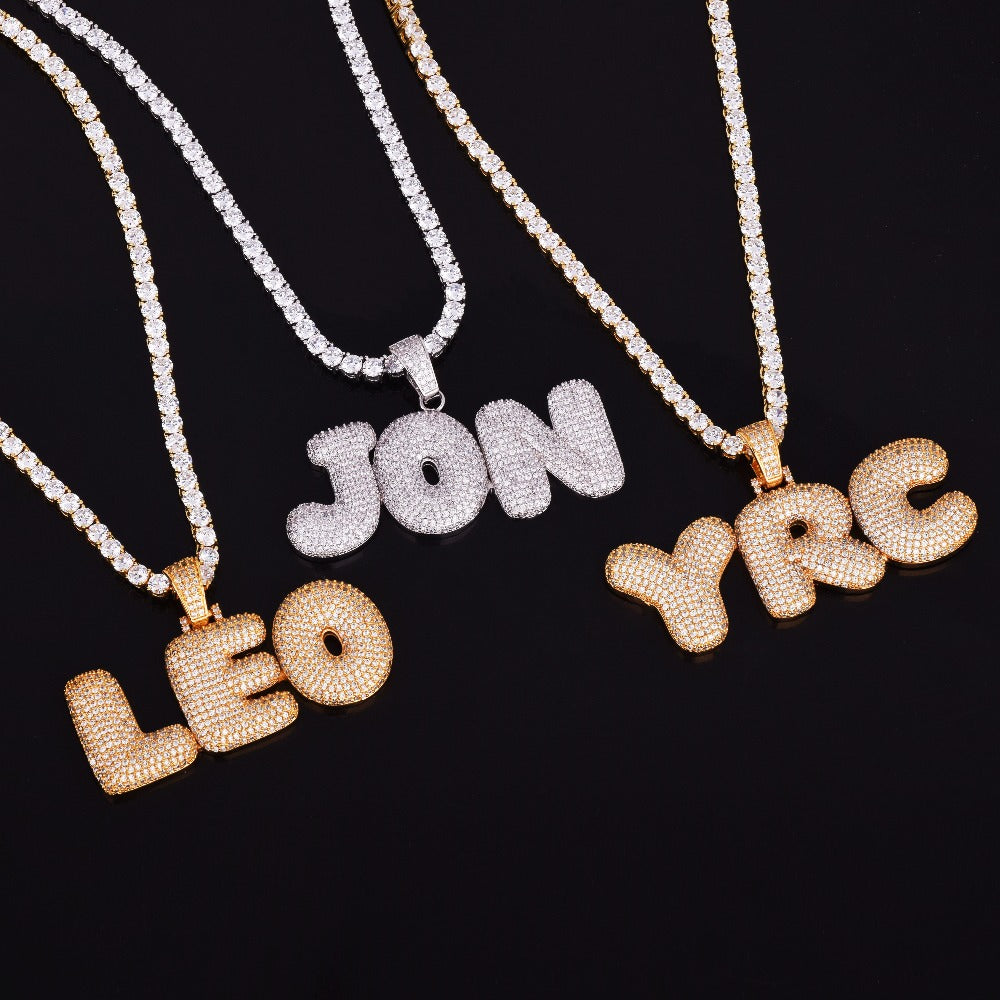Women's Bubble Letter Custom Name- Personalized Pendants - fittedfortheoccasion