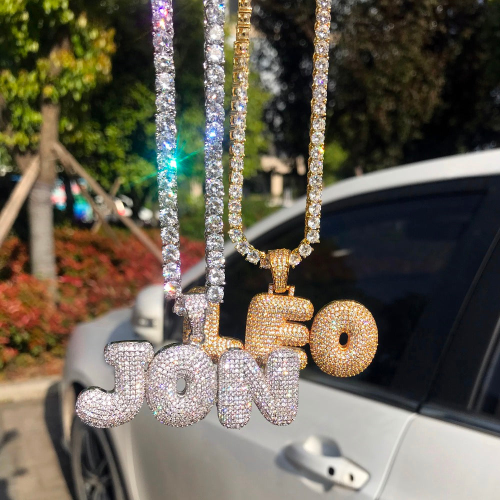 Women's Bubble Letter Custom Name- Personalized Pendants - fittedfortheoccasion