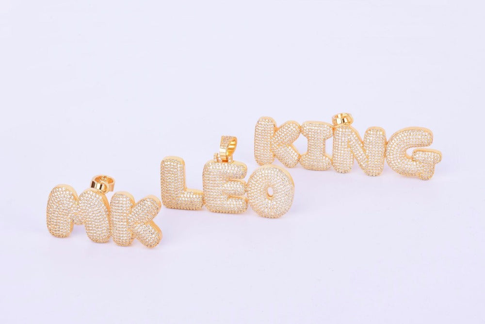 Women's Bubble Letter Custom Name- Personalized Pendants - fittedfortheoccasion
