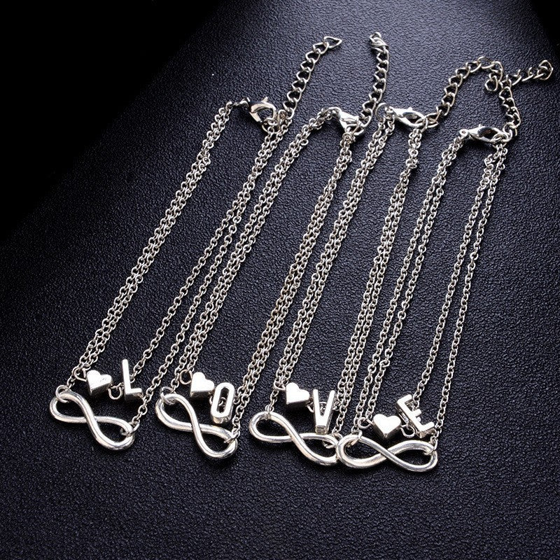 Women's Boho Double Layer Initials Anklet Bracelet - fittedfortheoccasion