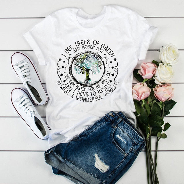 Women's Printed T-Shirts/Short Sleeve - fittedfortheoccasion