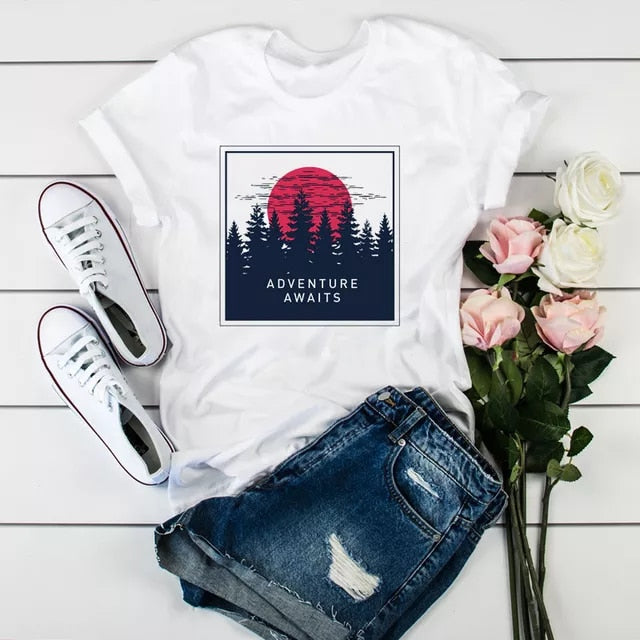 Women's Printed T-Shirts/Short Sleeve - fittedfortheoccasion