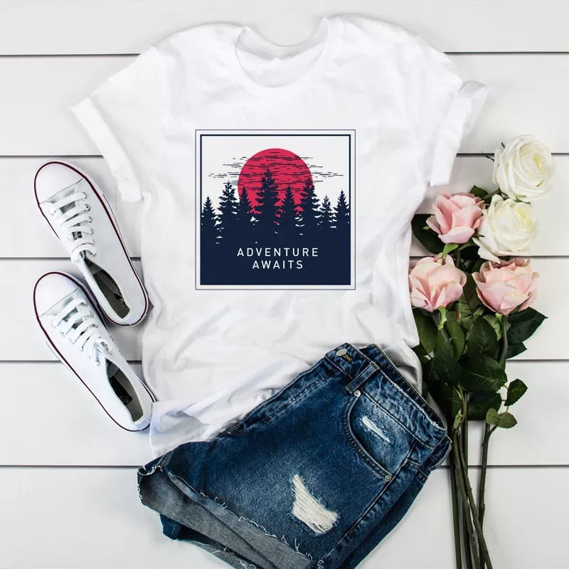Women's Printed T-Shirts/Short Sleeve - fittedfortheoccasion