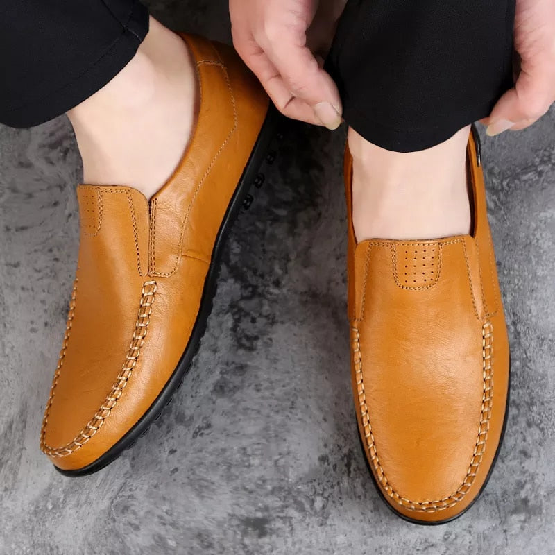 Men's Leather Slip On Loafers/Dress Shoes - fittedfortheoccasion