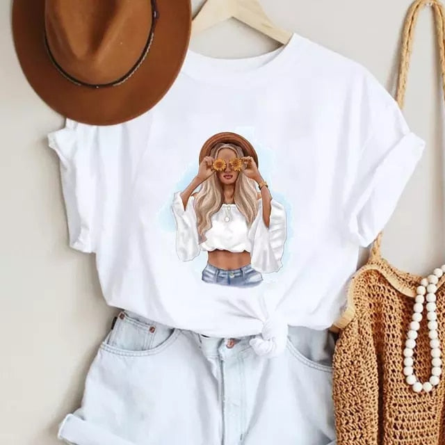 Women's Short Sleeve Printed T-Shirt - fittedfortheoccasion