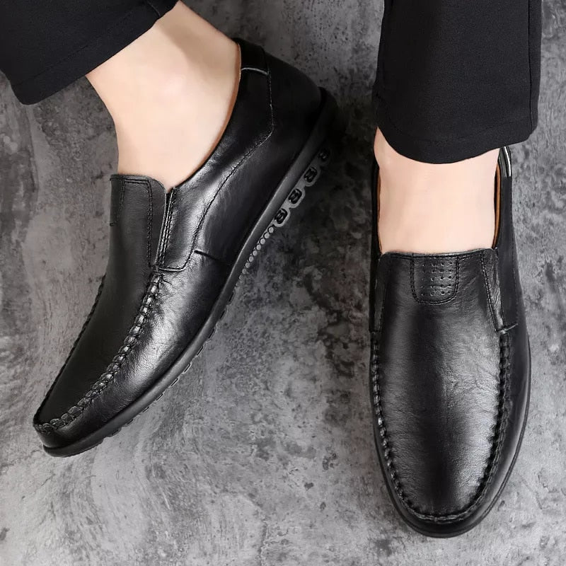Men's Leather Slip On Loafers/Dress Shoes - fittedfortheoccasion