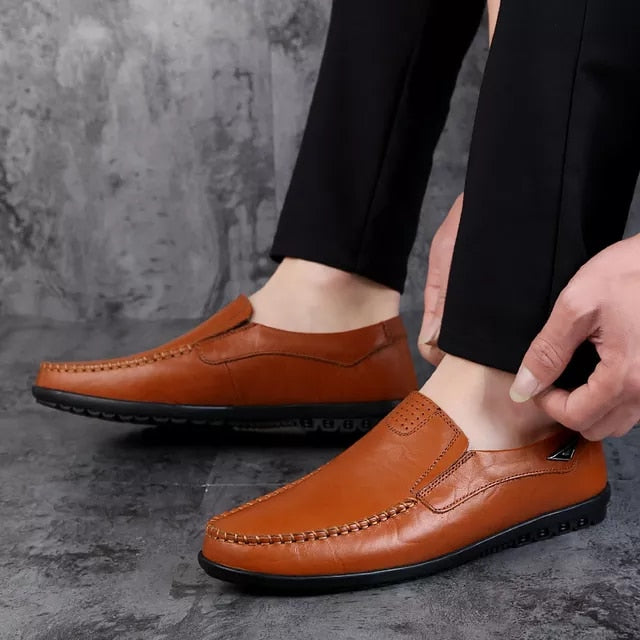 Men's Leather Slip On Loafers/Dress Shoes - fittedfortheoccasion