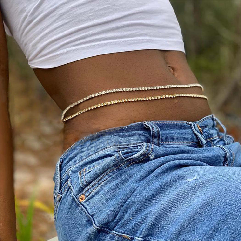 Women's Rhinestone Chain Belt - fittedfortheoccasion