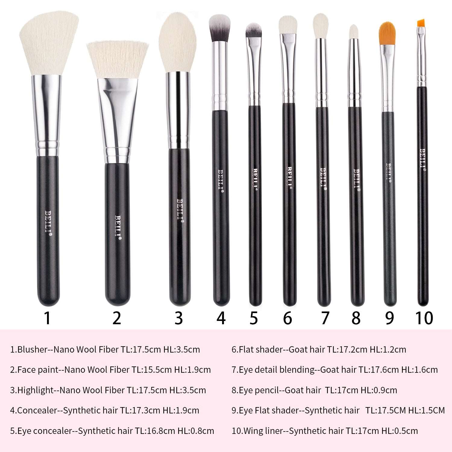 Classic Makeup Brushes 8-10pcs Set