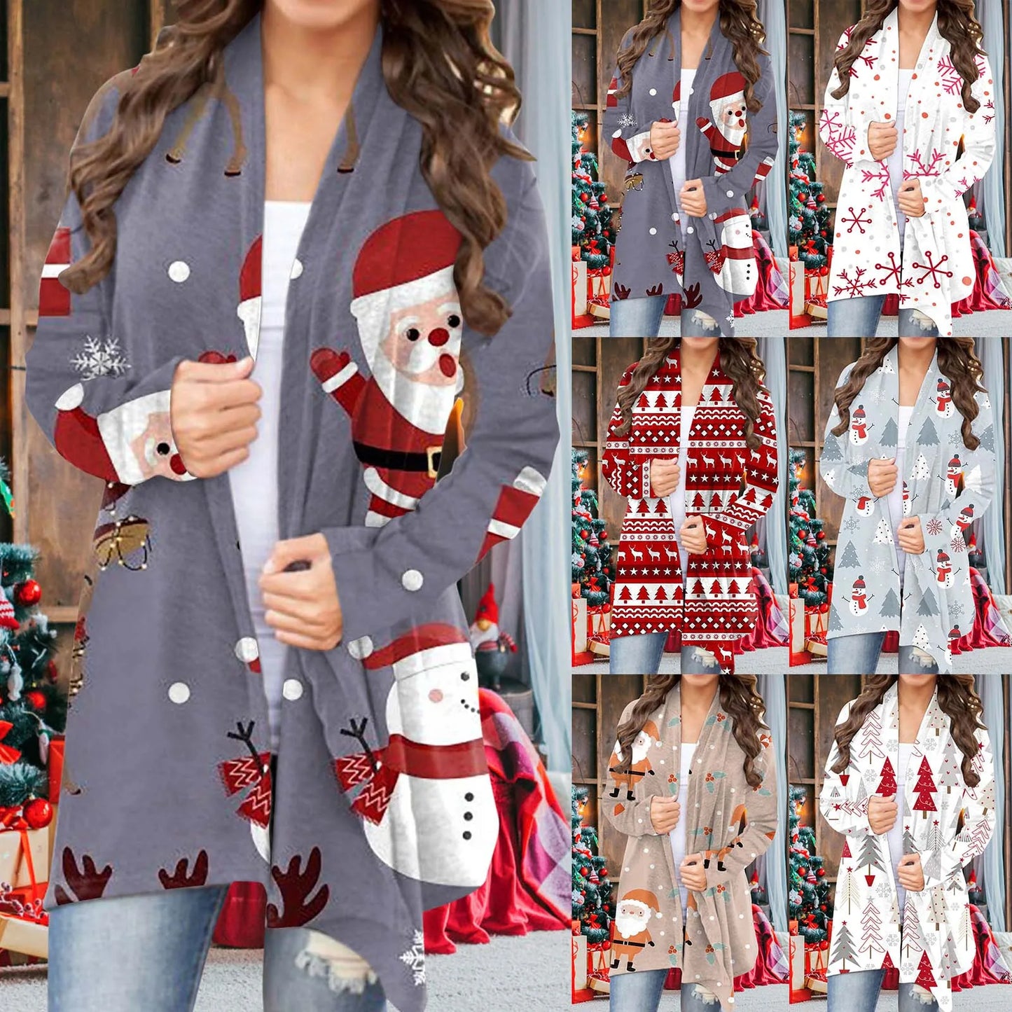 Women's Christmas Print Cardigan Sweater