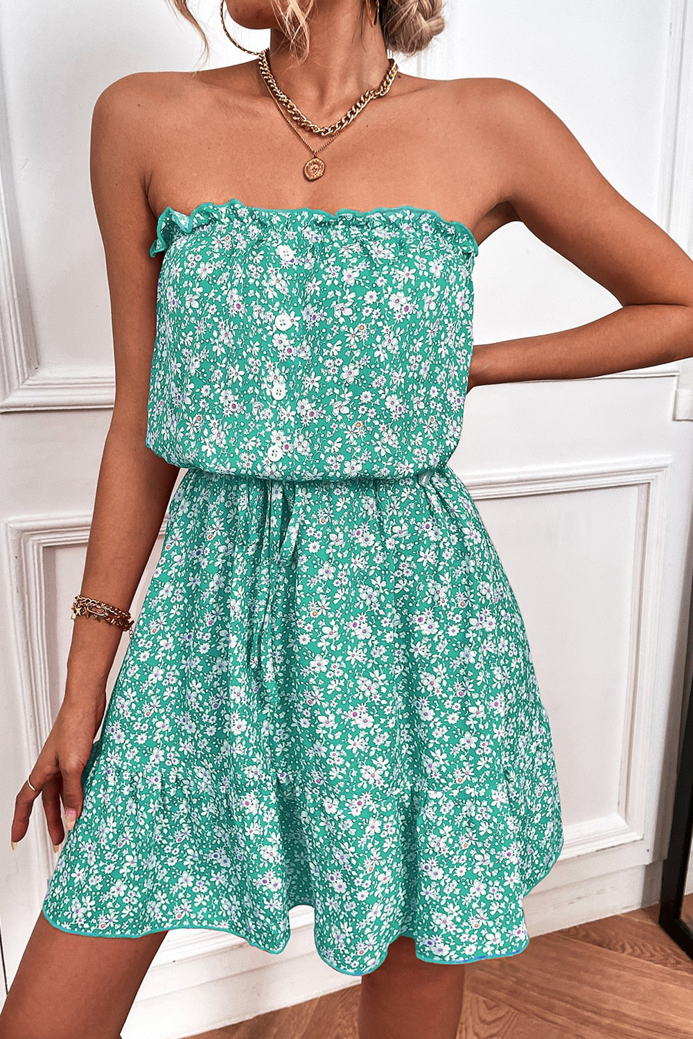 Women's Tube Top Floral Dress