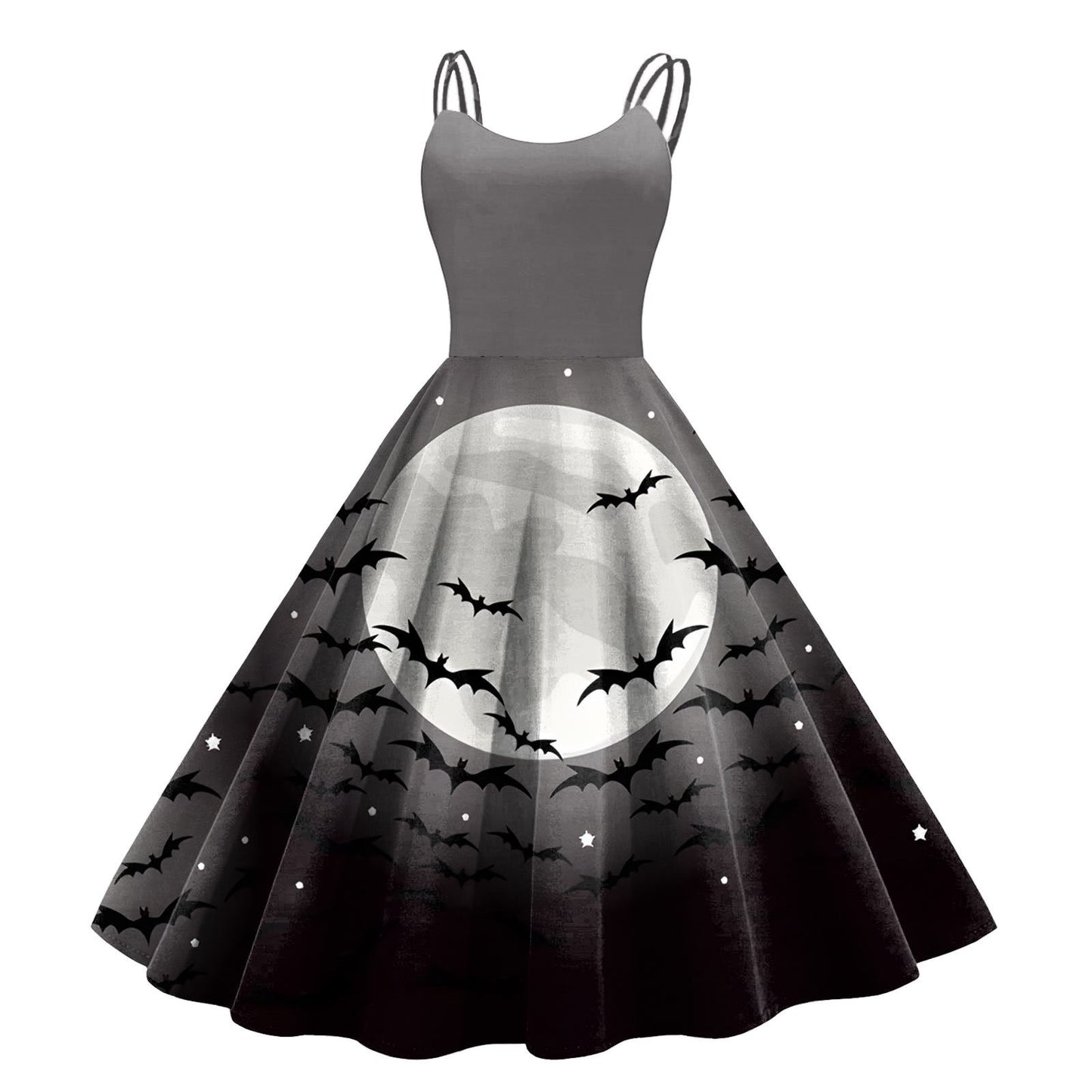 Women's Vintage Chiffon Halloween Print Sleeveless Party Dress