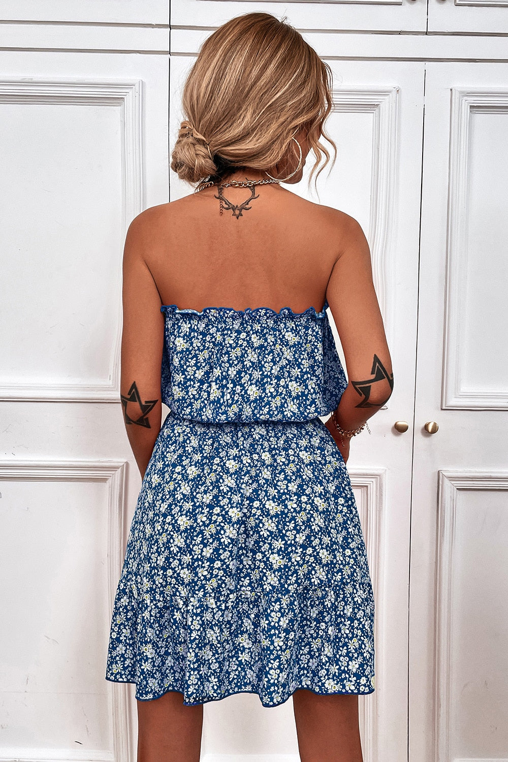 Women's Tube Top Floral Dress