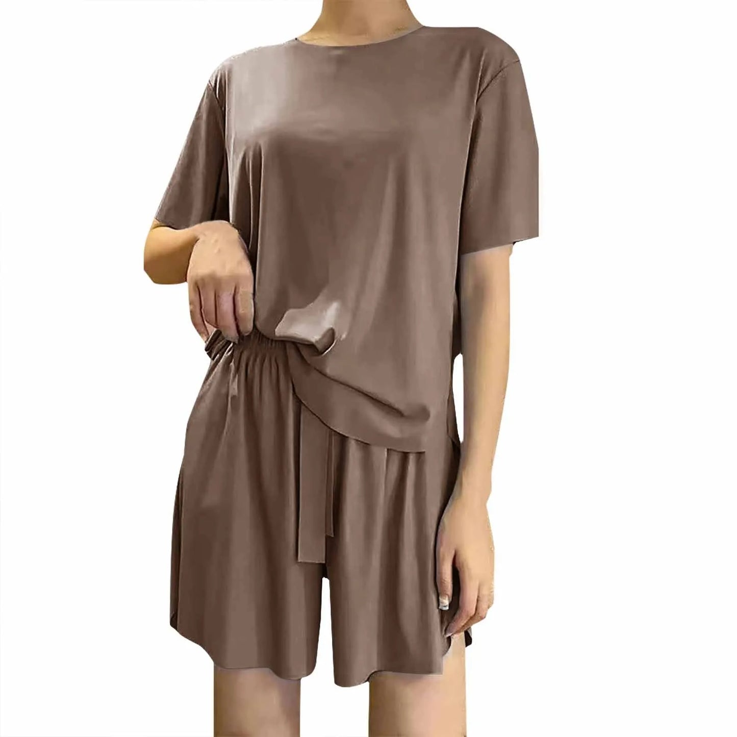 Women's Silk Pajama Set/Short Sleeve/Shorts