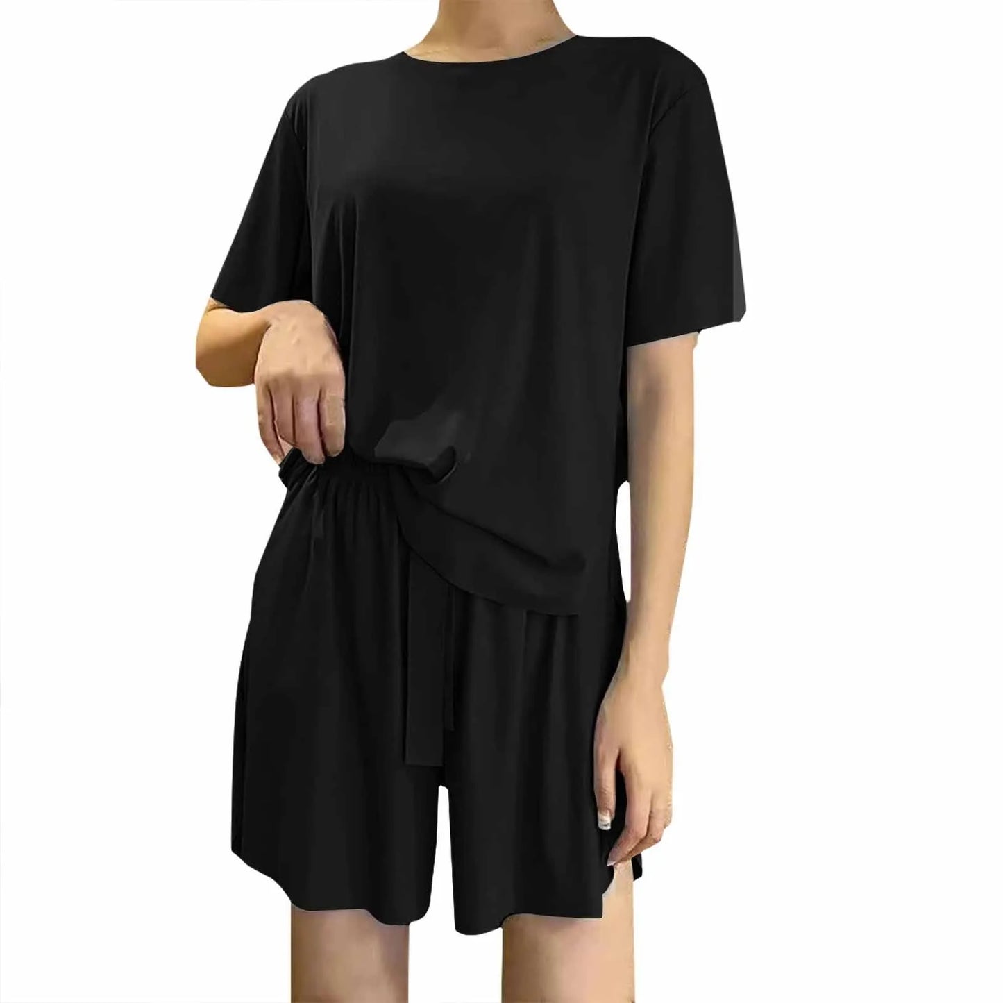 Women's Silk Pajama Set/Short Sleeve/Shorts