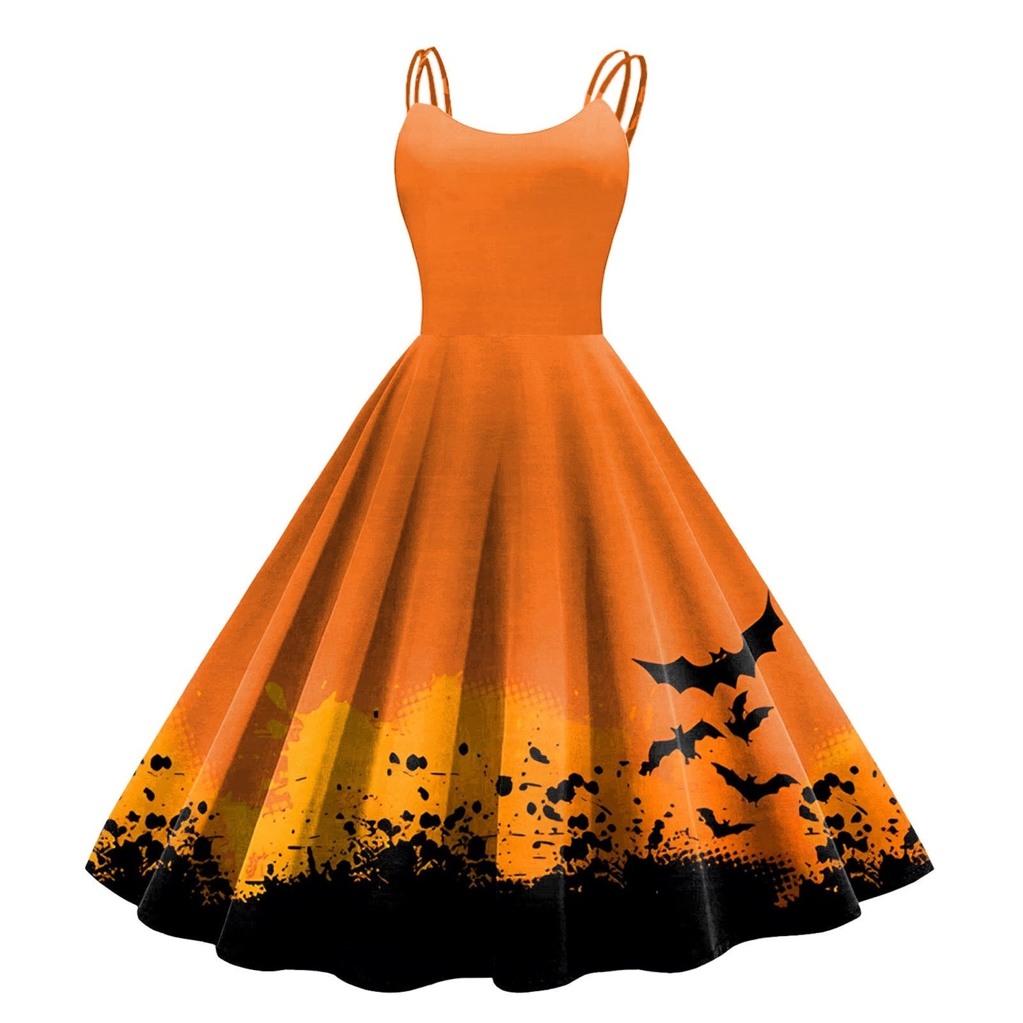 Women's Vintage Chiffon Halloween Print Sleeveless Party Dress