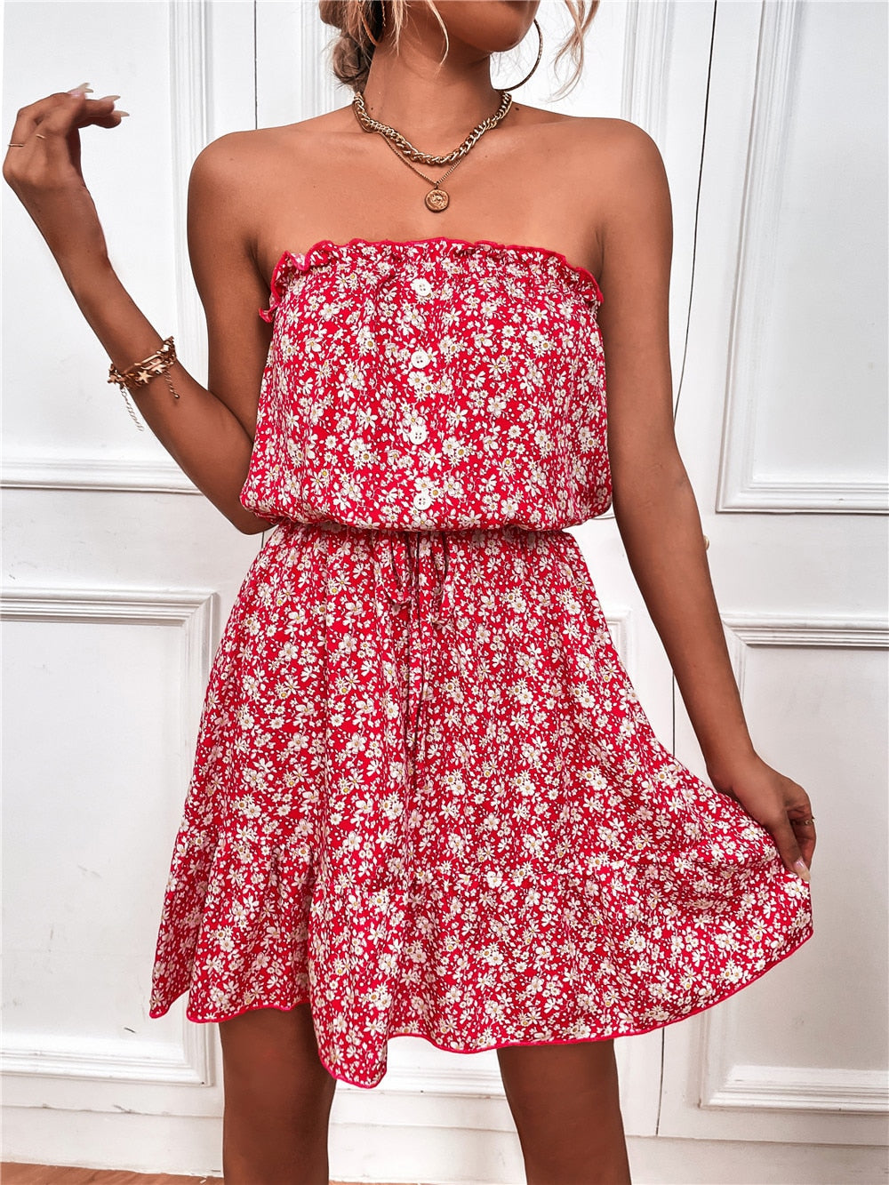 Women's Tube Top Floral Dress