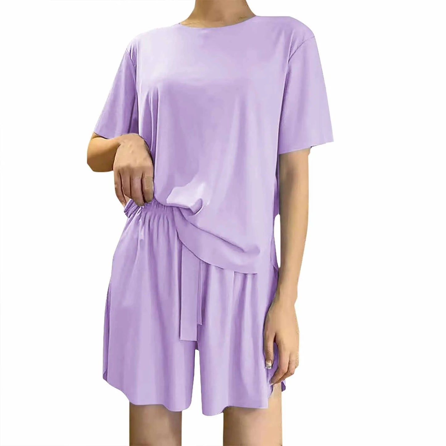 Women's Silk Pajama Set/Short Sleeve/Shorts