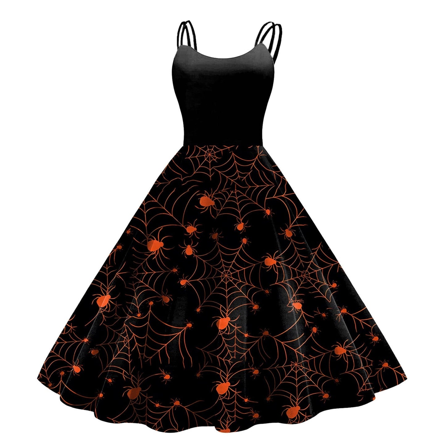 Women's Vintage Chiffon Halloween Print Sleeveless Party Dress