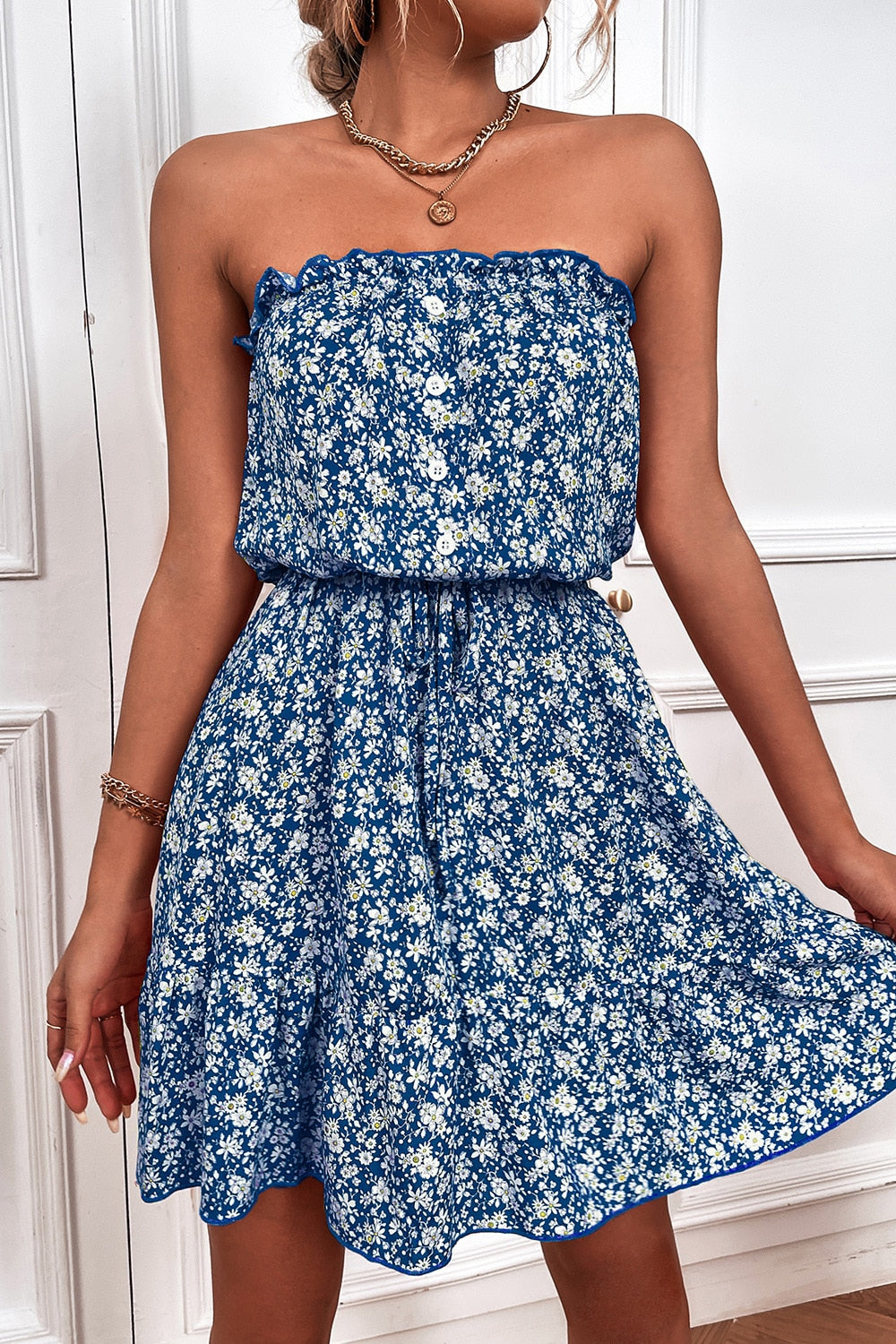 Women's Tube Top Floral Dress