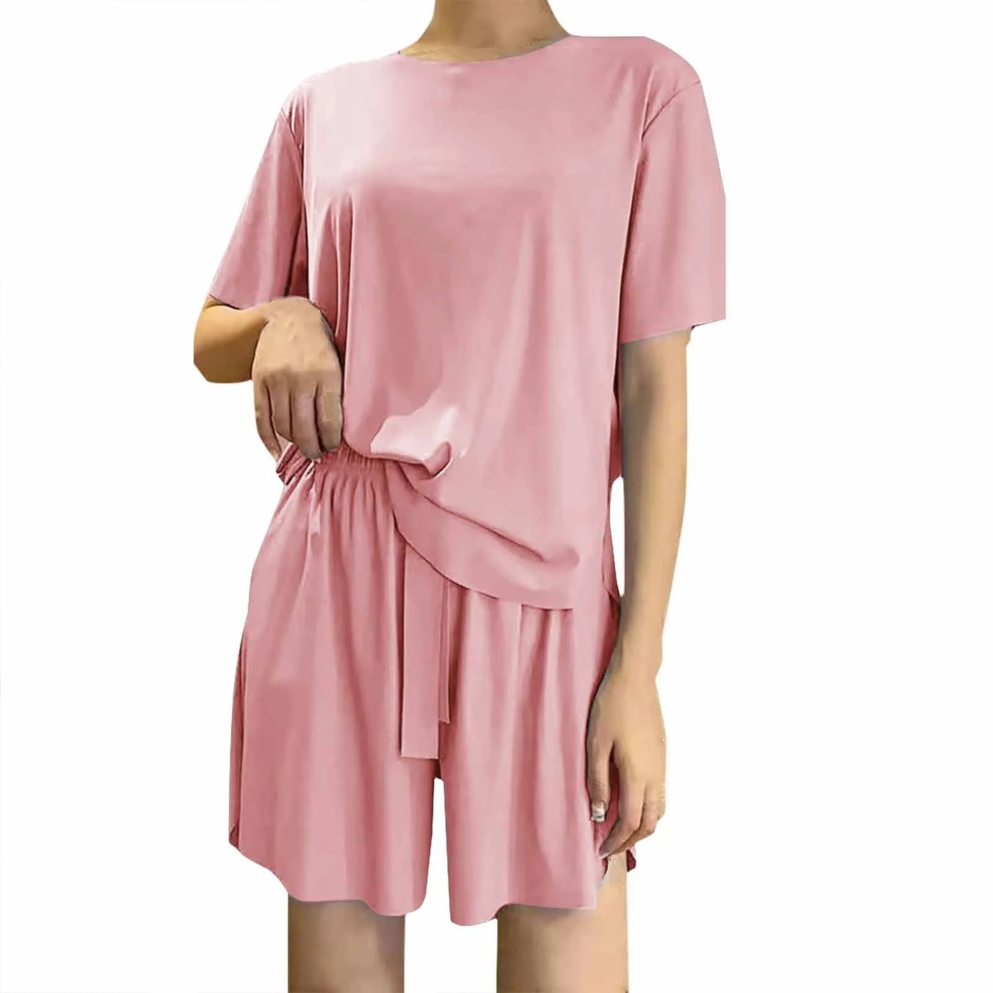 Women's Silk Pajama Set/Short Sleeve/Shorts