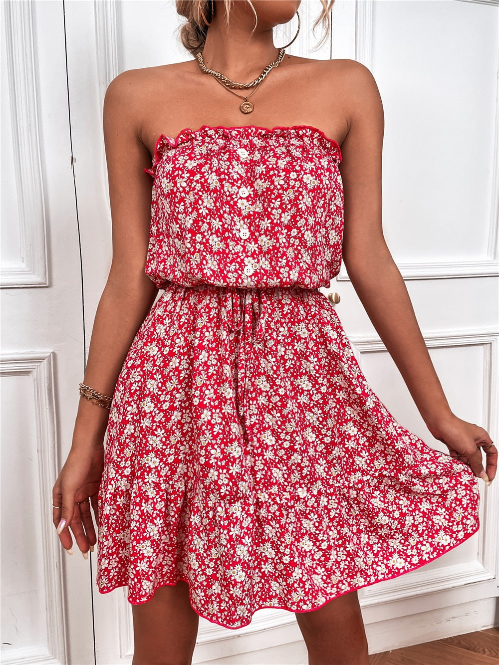 Women's Tube Top Floral Dress