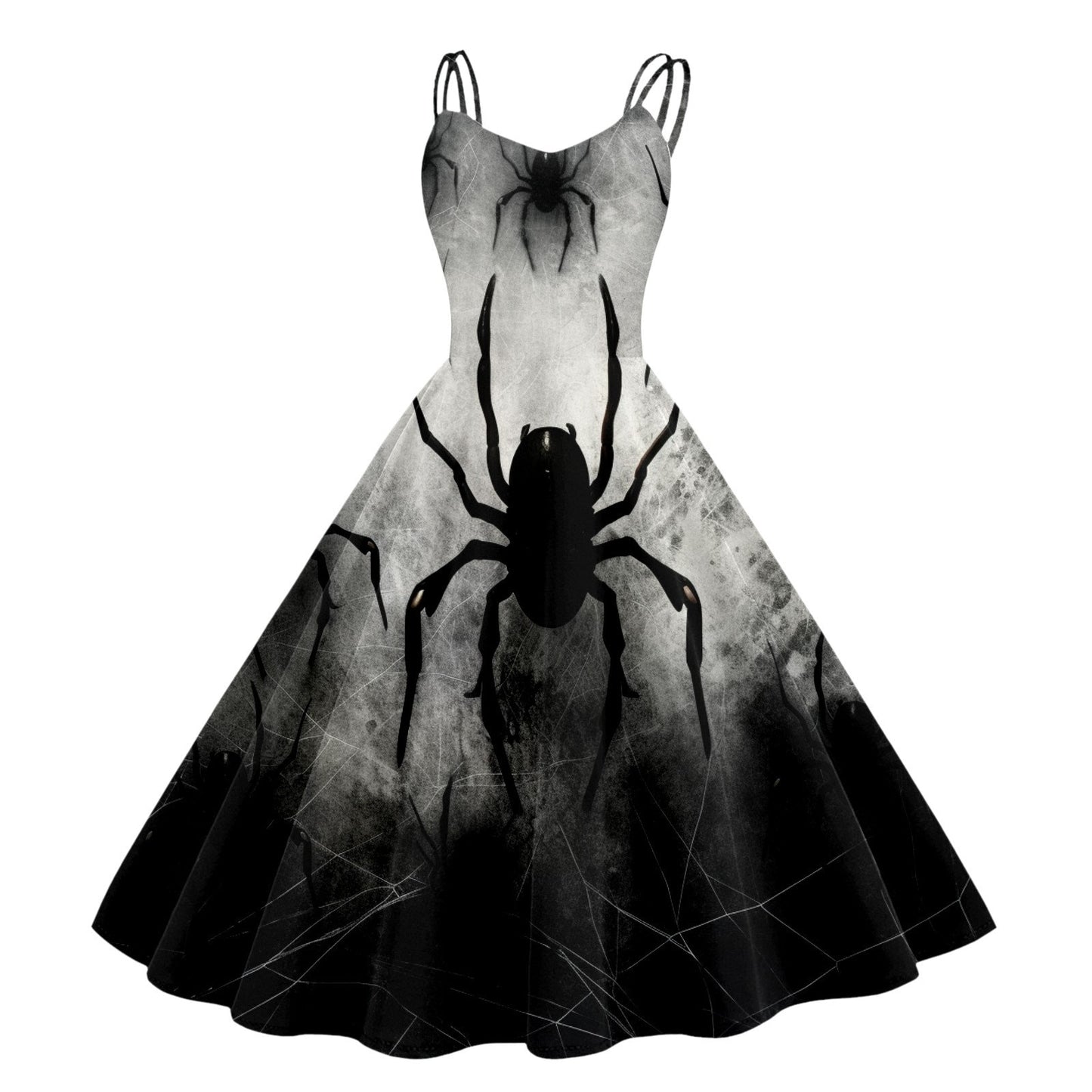 Women's Vintage Chiffon Halloween Print Sleeveless Party Dress