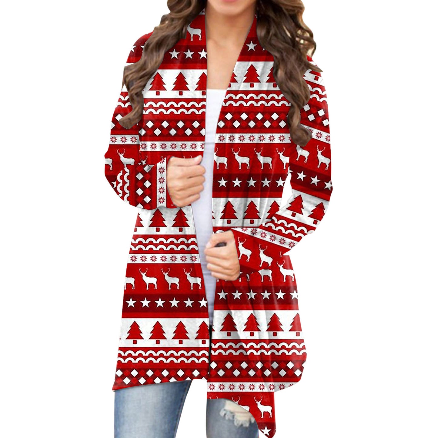 Women's Christmas Print Cardigan Sweater