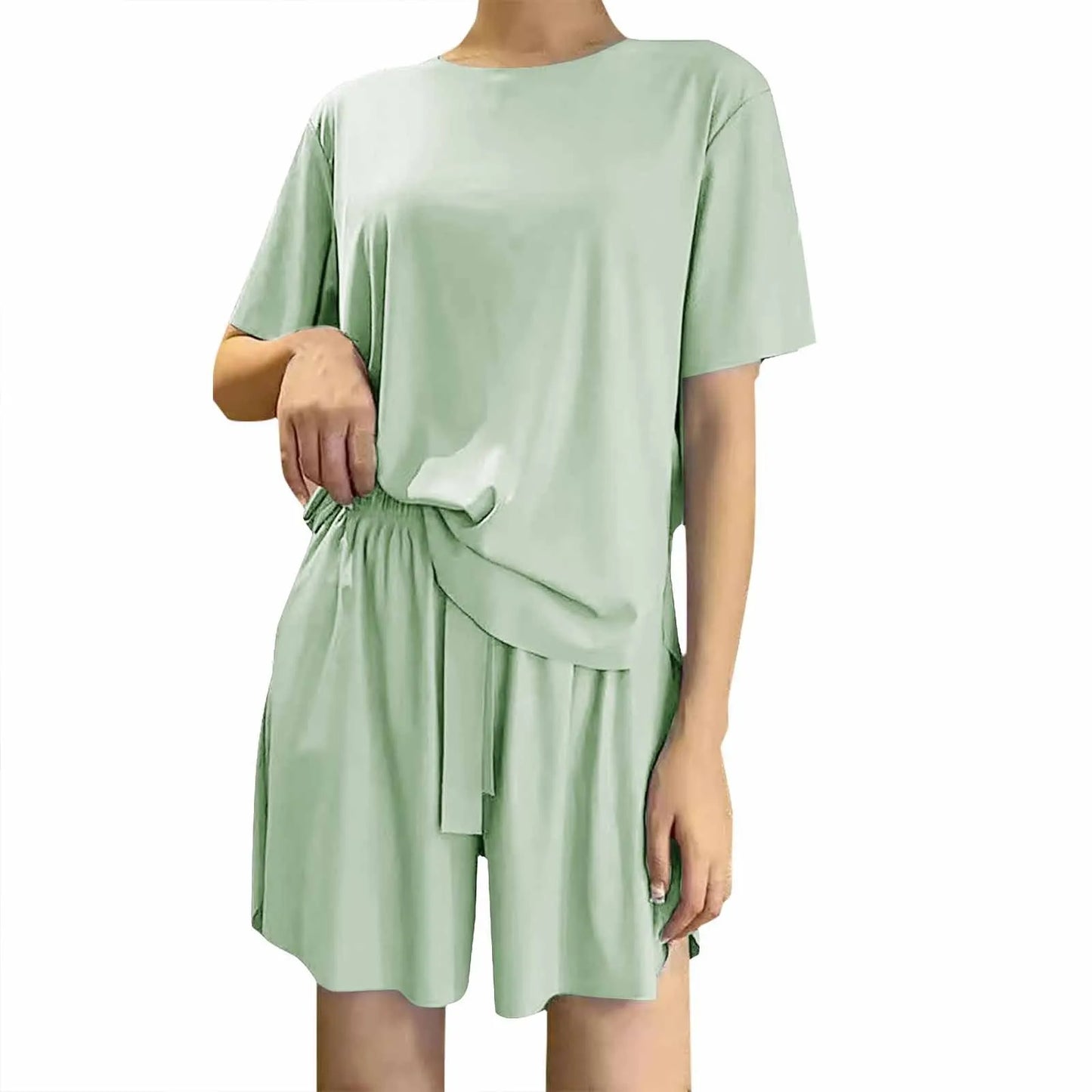 Women's Silk Pajama Set/Short Sleeve/Shorts