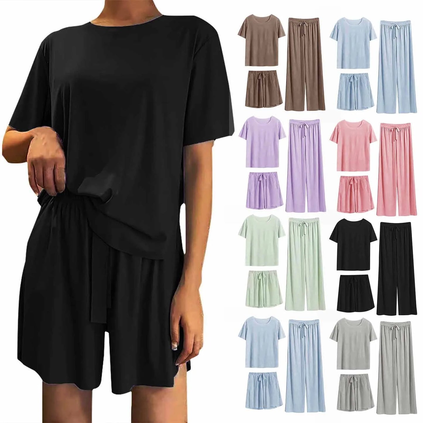 Women's Silk Pajama Set/Short Sleeve/Shorts