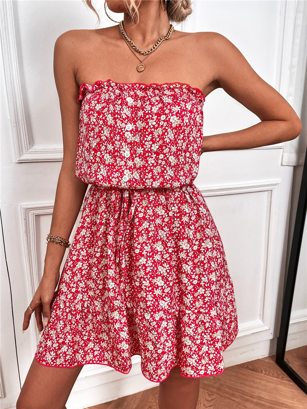 Women's Tube Top Floral Dress