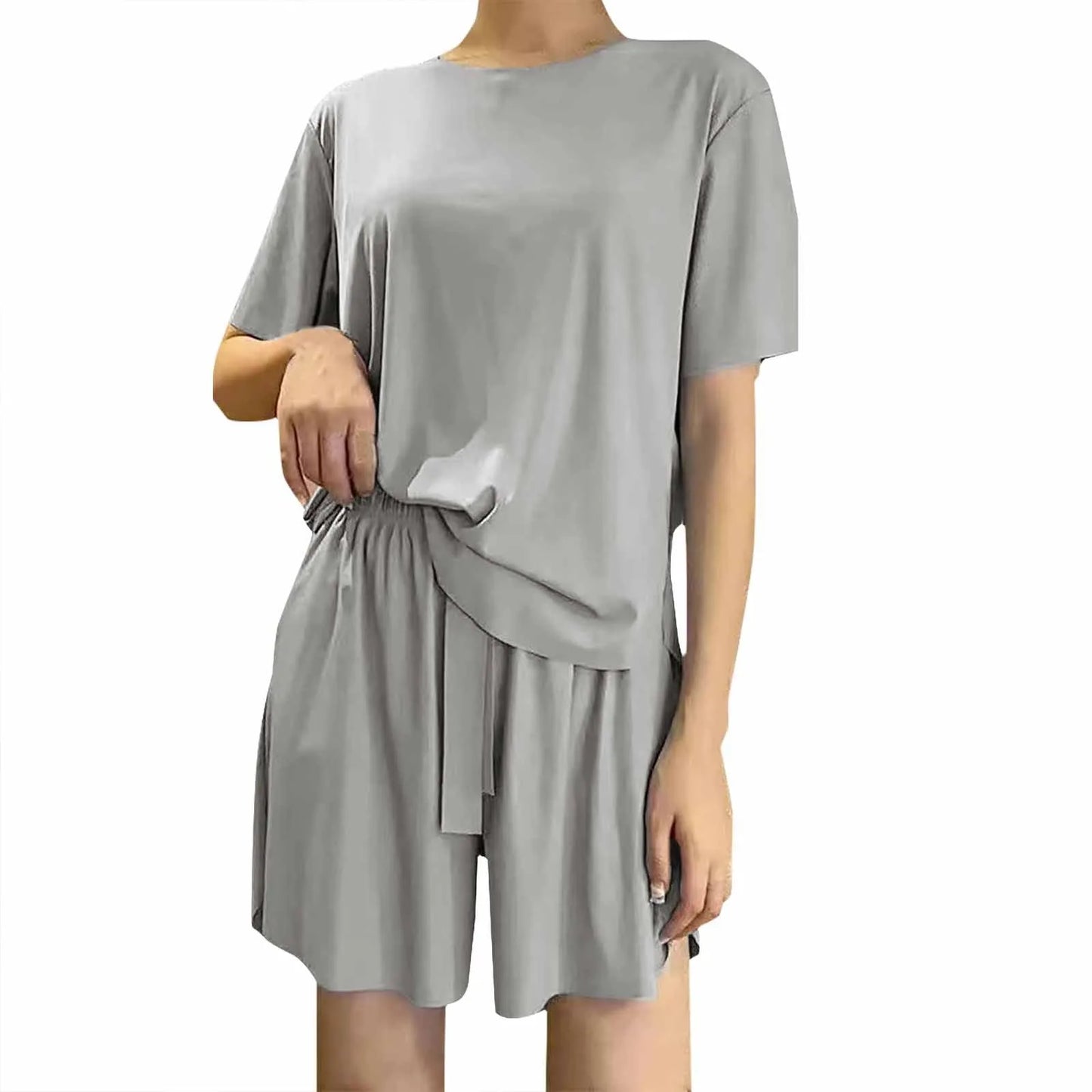 Women's Silk Pajama Set/Short Sleeve/Shorts