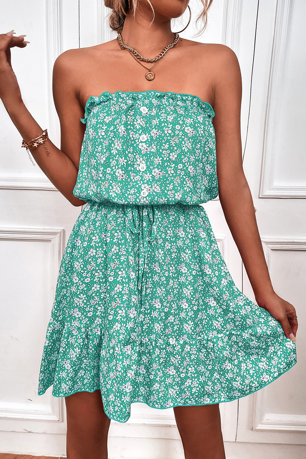 Women's Tube Top Floral Dress