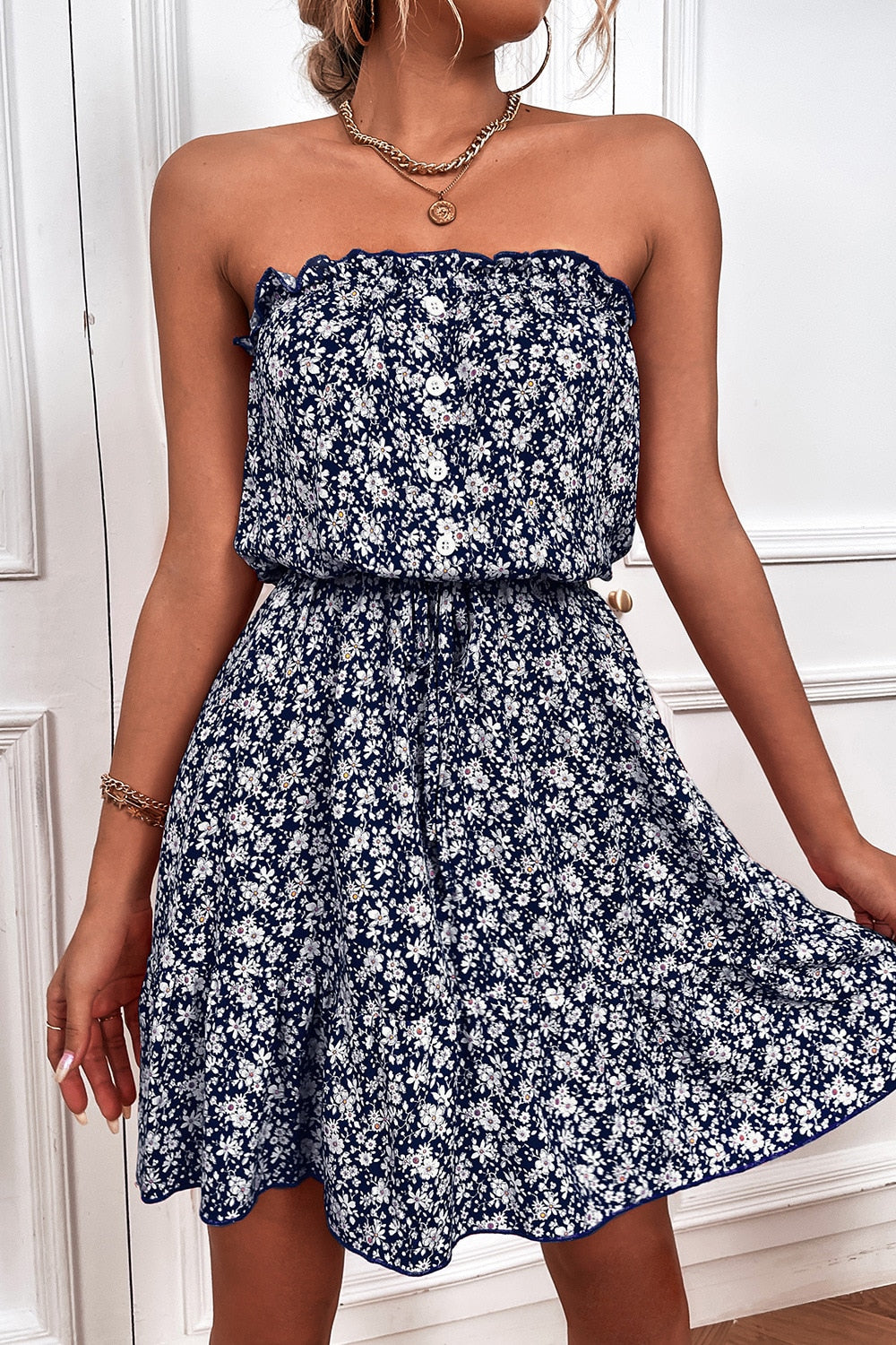 Women's Tube Top Floral Dress